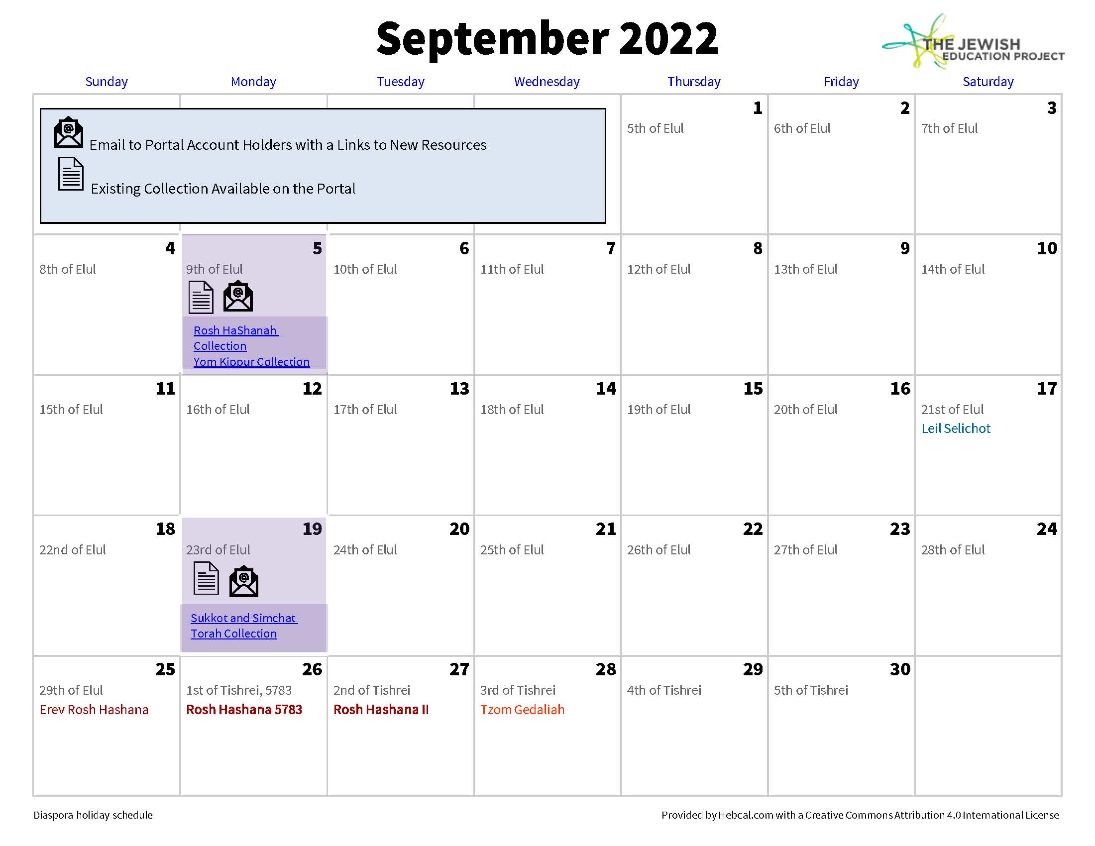 The Jewish Educator Portal Resource Collection Calendar | The Jewish 